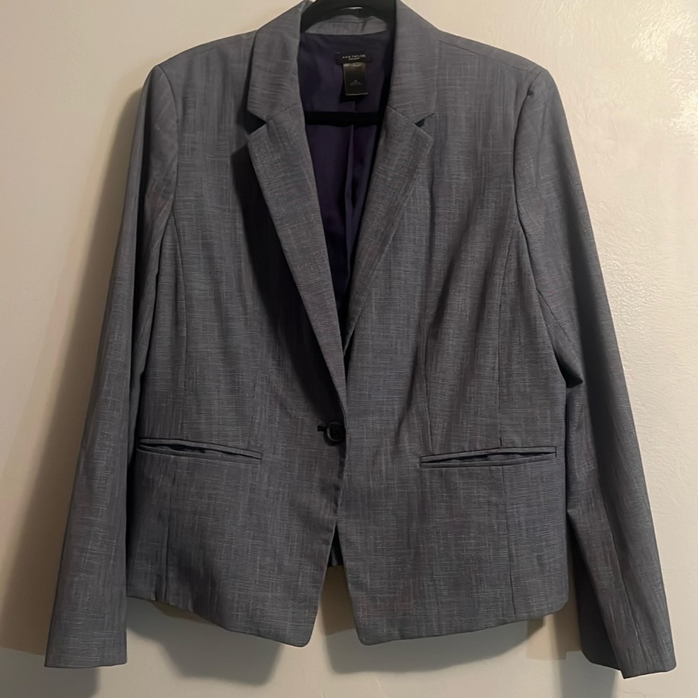 Ann Taylor Loft 16 Gray Blazer Jacket
